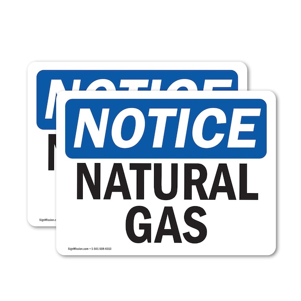 Signmission Natural Gas OSHA Notice Sign, Vinyl Decal, 7in W x 5in L, 2PK OS-2PACK-NS-D-57-L-14313 - main